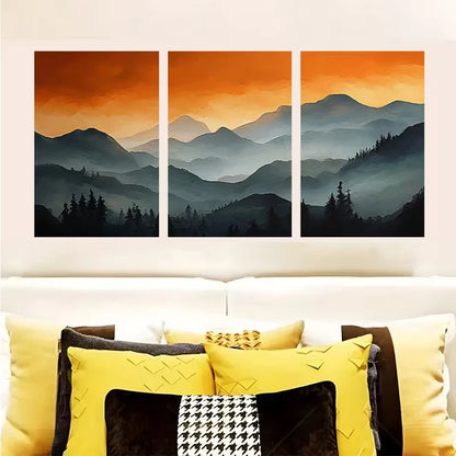 3pcs Mountain & Pine Forest Landscape  Wall Art Set Canvas Framed 60x90cm - High Quality Print 100% Australian Made Wall Canvas Ready to Hang