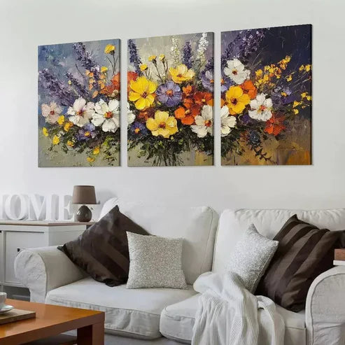3pcs Decorative Rustic Daisy & Wildflower Canvas Unframed - High Quality Print 100% Australian Made Wall Canvas