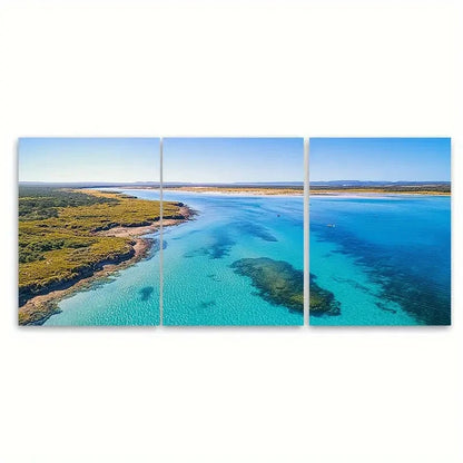 3pcs Hutt Lagoon Australian Travel place Wall Art Set Canvas Framed 50x70cm - High Quality Print 100% Australian Made Wall Canvas Ready to Hang