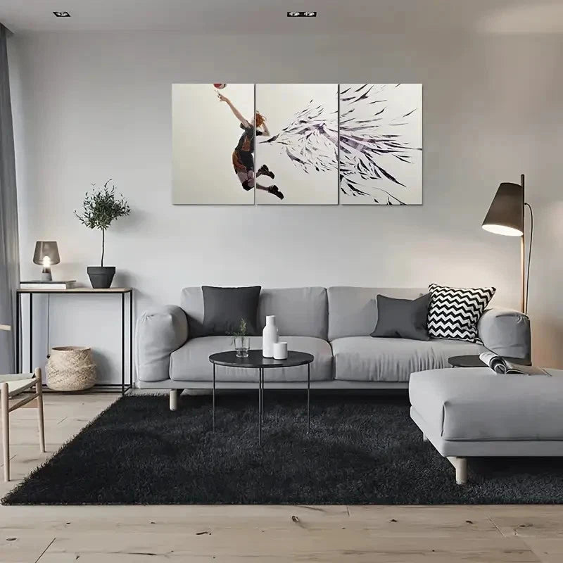 3pcs Dynamic Sports Volleyball Player in Action Metal Print Ready to Hang Art