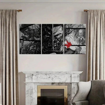 3pcs Anime-Inspired Samurai Decoration Wall Art Set Canvas Framed 40x60cm - High Quality Print 100% Australian Made Wall Canvas Ready to Hang