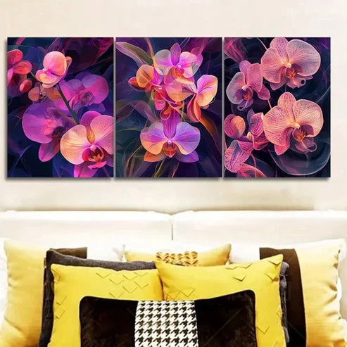 3pcs A beautiful orchid Wall Art Set Canvas Unframed - High Quality Print 100% Australian Made Wall Canvas - Bella Home Decor