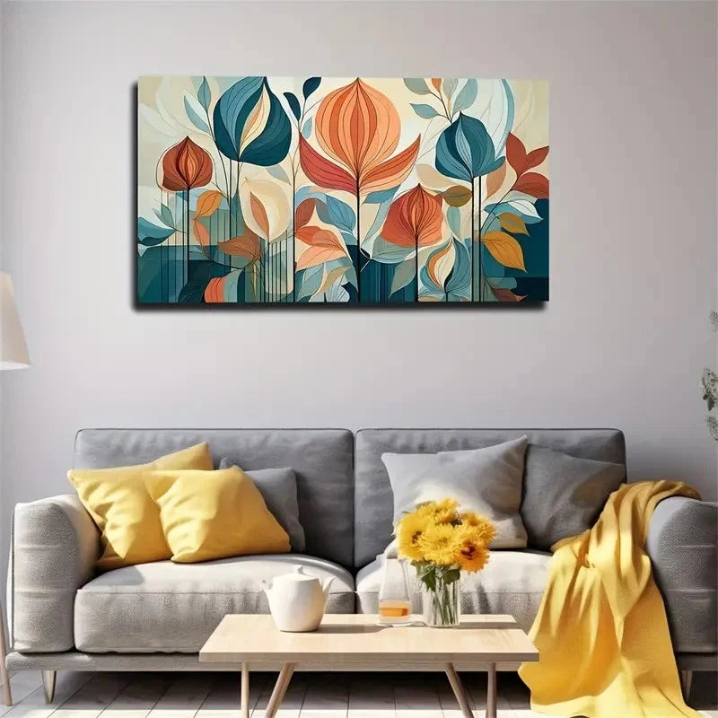 Abstract Flowers And Buds Wall Art Canvas Office Home Room Framed 120x60cm