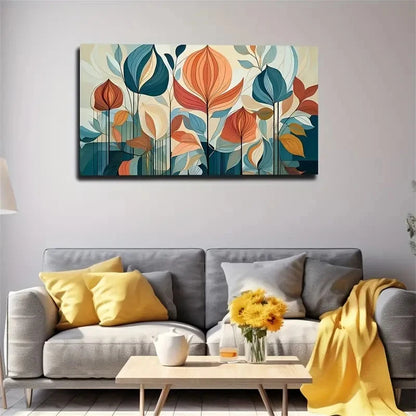 Abstract Flowers And Buds Wall Art Canvas Office Home Room Framed 120x60cm