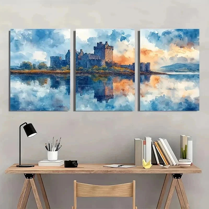 3pcs Dungaree Castle & Kinnara Castle Perfect Wall Art Set Canvas Framed 40x60cm - High Quality Print 100% Australian Made Wall Canvas Ready to Hang
