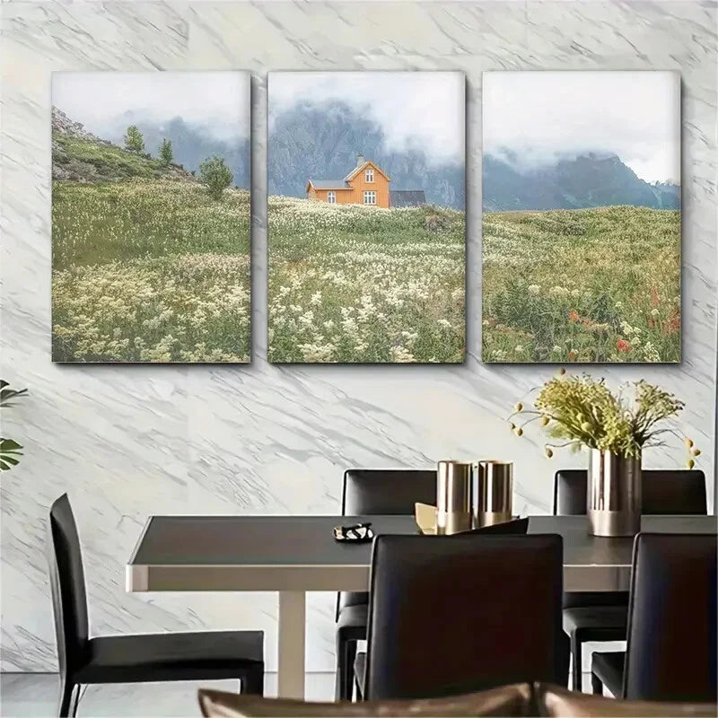 3pcs Mountain Flowers National Park Metal Print Ready to Hang Art