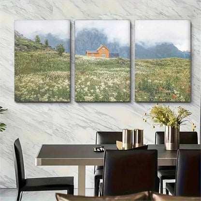 3pcs Mountain Flowers National Park Metal Print Ready to Hang Art