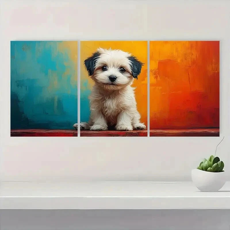 3pcs Contemporary Bohemian Modern Dog Metal Print Ready to Hang Art