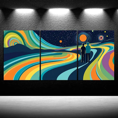 3pcs Beautiful Scenery Blue Green Orange Metal Print Ready to Hang Art