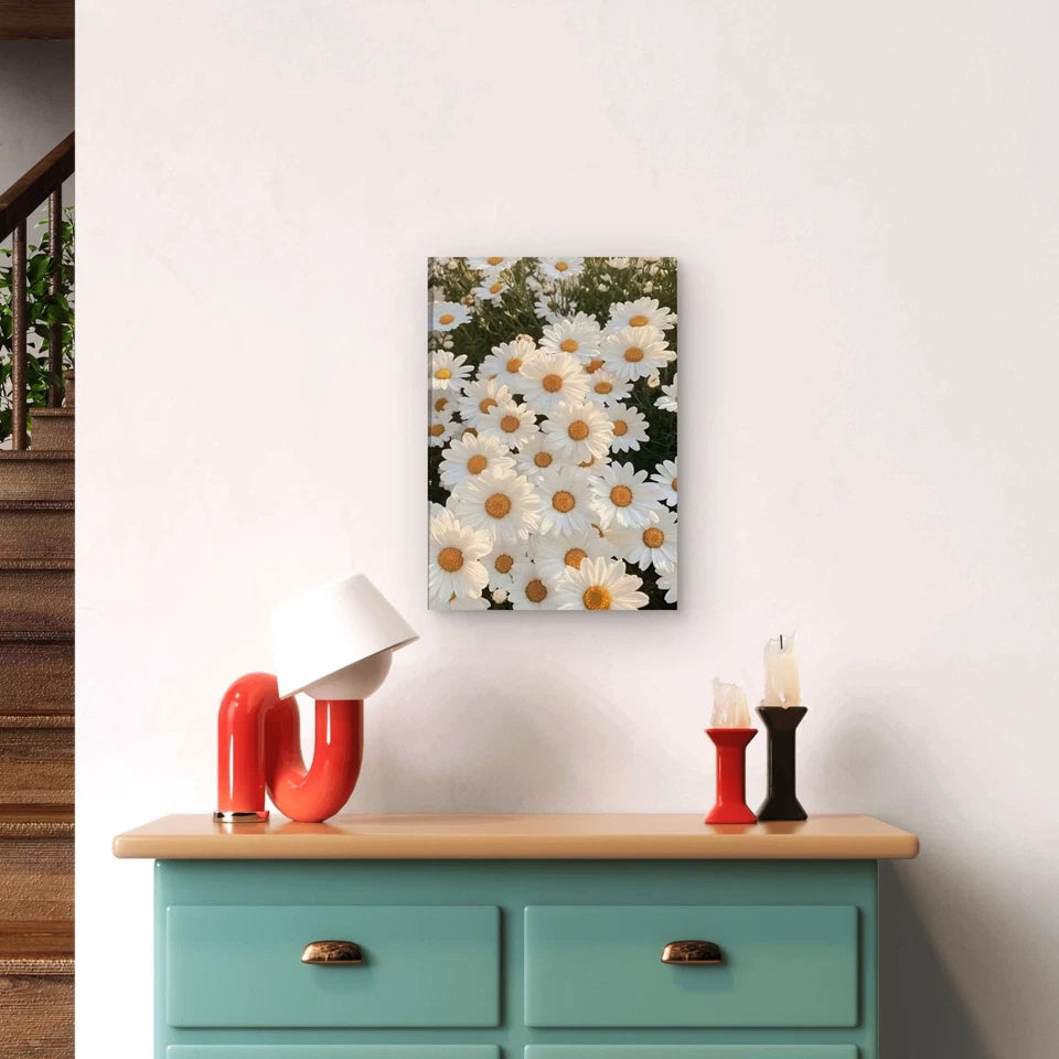 Classic Elegant Daisies & Fields Landscape Metal Print Ready to Hang