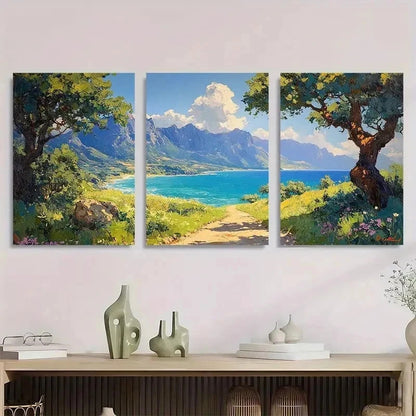 3pcs Extra Hillside Overdo Nature Scene Perfect Wall Art Set Canvas Framed 40x60cm - High Quality Print 100% Australian Made Wall Canvas Ready to Hang
