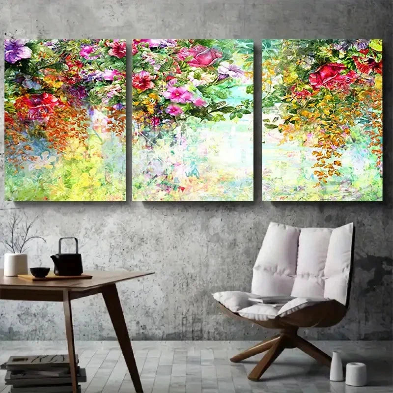 3pcs Colorful Botanical Garden Floral Metal Print Ready to Hang Art