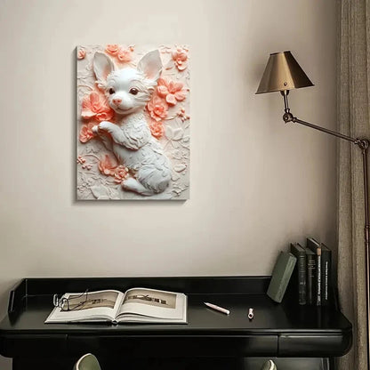 'Jack The Puppy' Heart Blossoms Painting 40x60cm Metal Print Ready to Hang