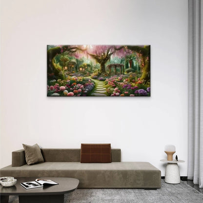 Gardens Flowers Trees Wall Art Canvas Office Home Room Framed 120x60cm