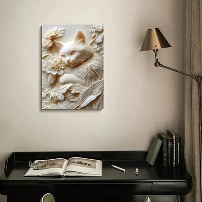 Featuring a Snowshoe Cat Among Blooming Flowers 40x60cm Metal Print Ready to Hang