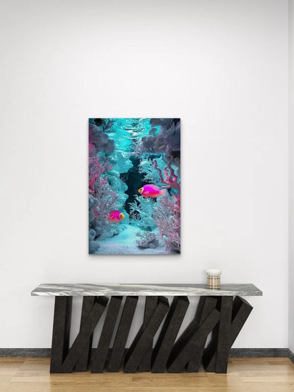 Vibrant Underwater Coral and Fishscape Metal Print Ready to Hang