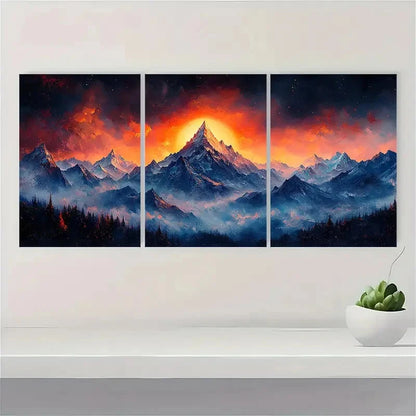 3pcs Fiery Orange & deep blue color palette OD  Wall Art Set Canvas Framed 60x90cm - High Quality Print 100% Australian Made Wall Canvas Ready to Hang