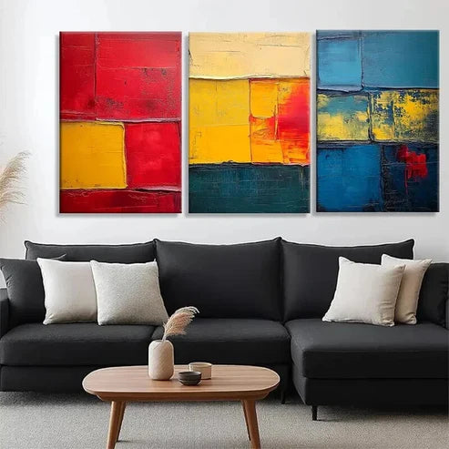 3pcs Thick Brushstrokes and Textured Perfect Wall  Art Set Canvas Unframed - High Quality Print 100% Australian Made Wall Canvas
