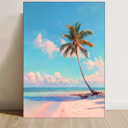 Serene Palm Tree Coastal Tropical Beach Metal Print Ready to Hang