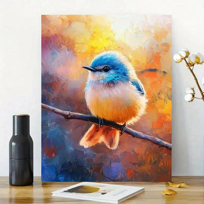 The Cute Little Bird Sitting Painting 40x60cm Metal Print Ready to Hang