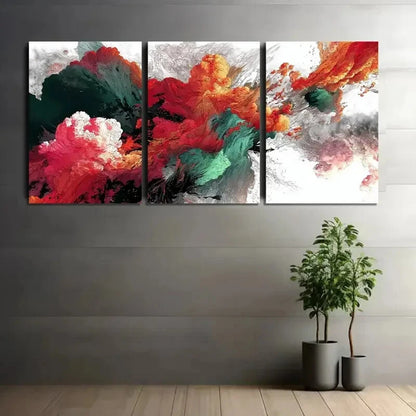3pcs Vibrant Abstract Floating Islands Metal Print Ready to Hang Art