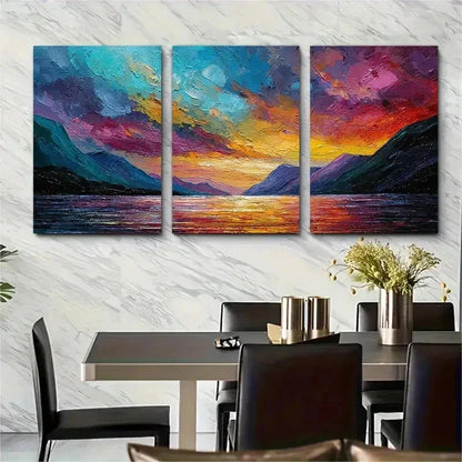 3pcs Mountain Scenery Textured Décor Perfect Wall Art Set Canvas Framed 40x60cm - High Quality Print 100% Australian Made Wall Canvas Ready to Hang
