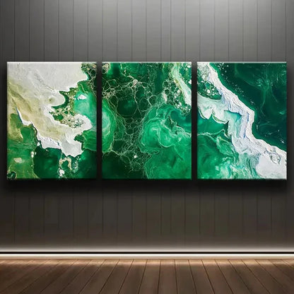 3pcs Abstract Green and White Design Perfect Wall Art Set Canvas Unframed - High Quality Print 100% Australian Made Wall Canvas