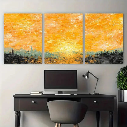 3pcs Abstract Sunrise Landscape Sun Perfect Wall Art Set Canvas Framed 40x60cm - High Quality Print 100% Australian Made Wall Canvas Ready to Hang