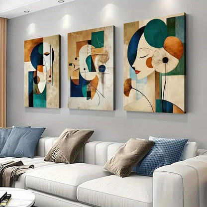 3pcs Abstract Modern Creative Women Perfect Wall Art Set Canvas Framed 40x60cm - High Quality Print 100% Australian Made Wall Canvas Ready to Hang