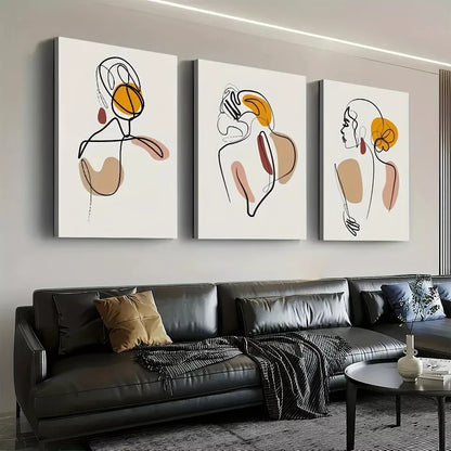 3pcs Modern Minimalist Style Feminine Abstract Wall Art Set Canvas Framed 50x70cm -  High Quality Print 100% Australian Made Wall Canvas Ready to Hang