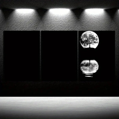 3pcs Reflection of Trees Moonlight Metal Print Ready to Hang Art