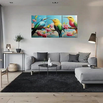 3pcs Nature Inspired Colorful Bird Metal Print Ready to Hang Art