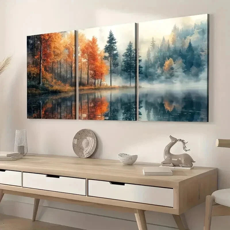 3pcs Natural Forest Landscapes Decoration Wall Art Set Canvas Framed 40x60cm - High Quality Print 100% Australian Made Wall Canvas Ready to Hang