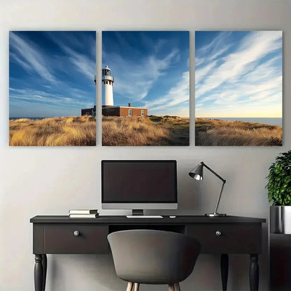 3pcs Texel Lighthouse Coastal Scenic Metal Print Ready to Hang Art