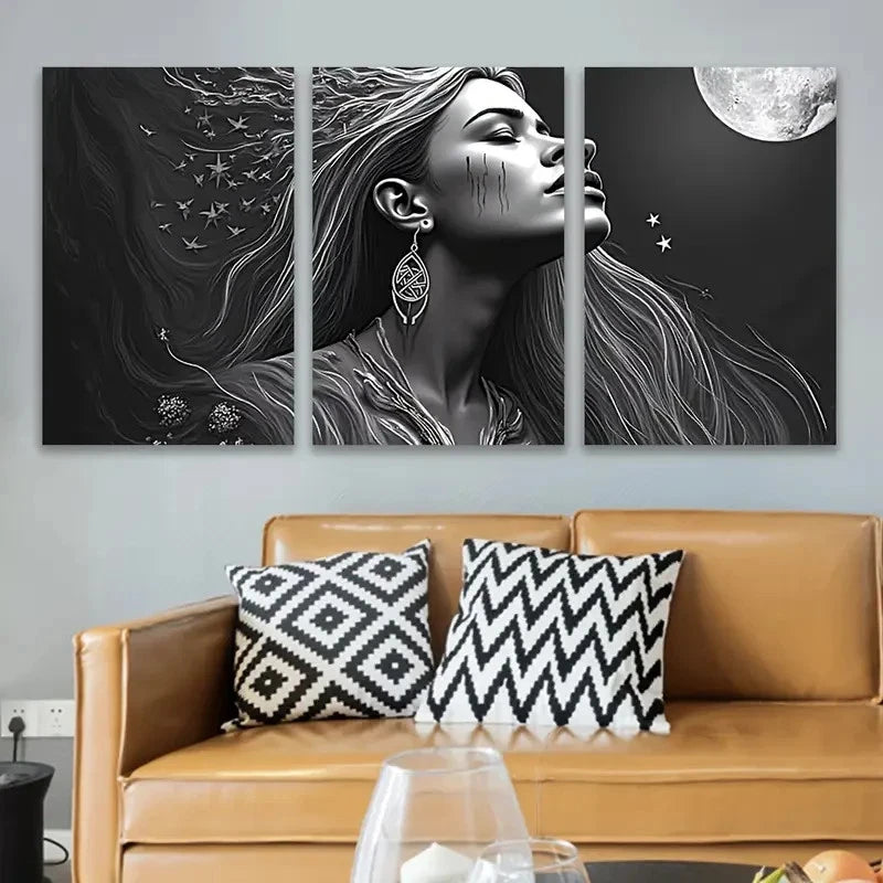 3pcs Black And White Picture Wall Art Set Canvas Framed 40x60cm - High Quality Print 100% Australian Made Wall Canvas Ready to Hang