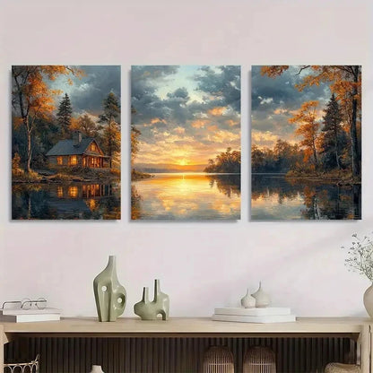 3pcs Panoramic Mississippi River Scene Metal Print Ready to Hang Art