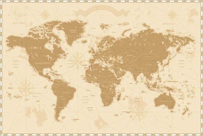 Old Vintage Retro World Map with details 91x61cm poster AU