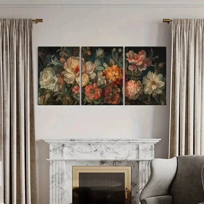 3pcs Botanical Floral Illustrations Decor Wall Art Set Canvas Framed 40x60cm - High Quality Print 100% Australian Made Wall Canvas Ready to Hang