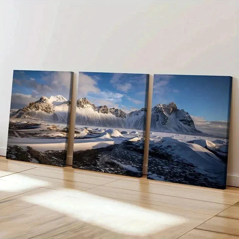 3pcs Snow Mountains Natural Landscape Wall Art Set Canvas Framed 40x60cm - High Quality Print 100% Australian Made Wall Canvas Ready to Hang