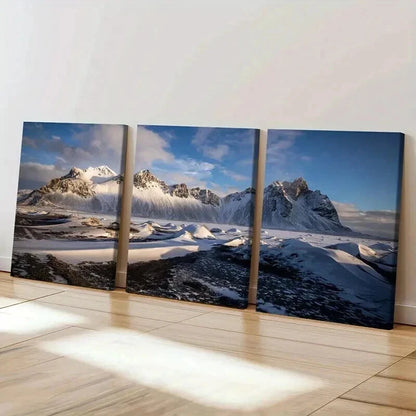 3pcs Snow Mountains Natural Landscape Wall Art Set Canvas Framed 40x60cm - High Quality Print 100% Australian Made Wall Canvas Ready to Hang