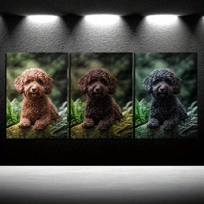 3pcs Dogs in the Forest Pet Themed Metal Print Ready to Hang Art