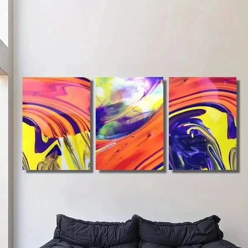3pcs Abstract Multi Color Liquid Wall Art Canvas Unframed – High Quality Print 100% Australian Made Wall Canvas
