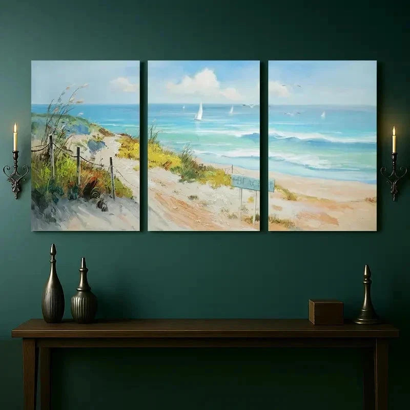 3pcs Ocean Seaside Wall Art Canvas   Wall Art Set Canvas Framed 40x60cm - High Quality Print 100% Australian Made Wall Canvas Ready to Hang