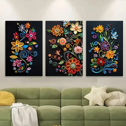 3pcs Boho Floral Kitchen Dorm BF Wall Art Set Canvas Unframed - High Quality Print 100% Australian Made Wall Canvas