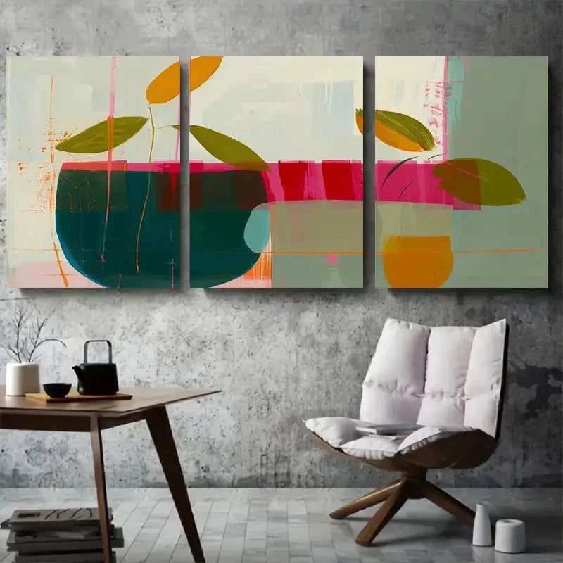 3pcs Vibrant Colorful Plant & Flower Metal Print Ready to Hang Art