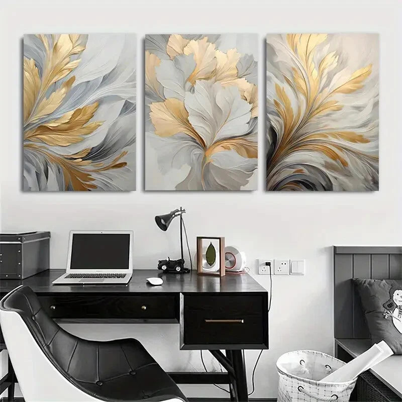 3pcs Modern Abstract Murals Nordic Metal Print Ready to Hang Art