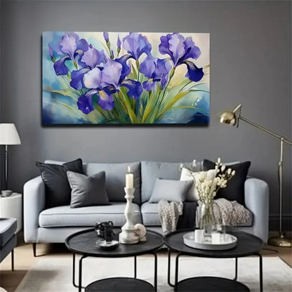 Blue Flowers Suitable Wall Art Canvas Office Home Room Framed 120x60cm