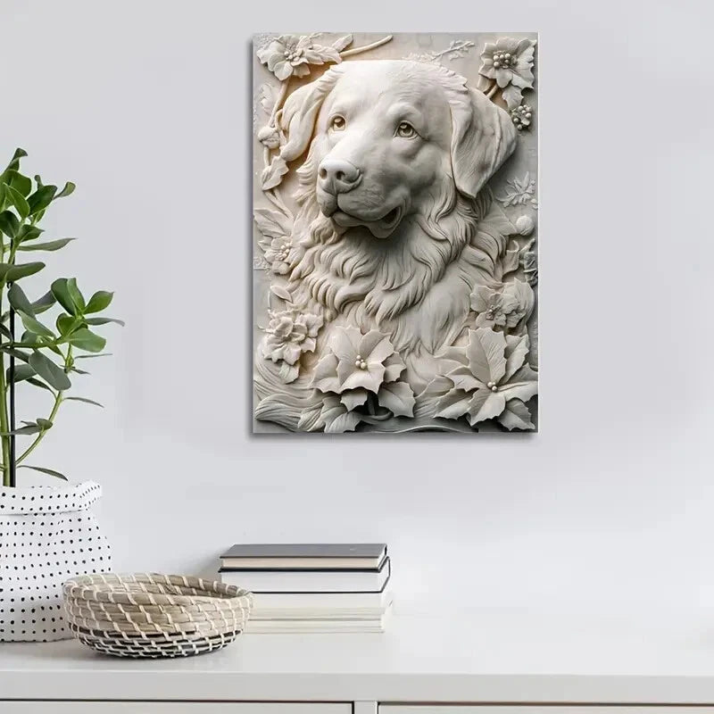 Great Pyrenees Heart Blossoms Painting 40x60cm Metal Print Ready to Hang