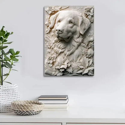 Great Pyrenees Heart Blossoms Painting 40x60cm Metal Print Ready to Hang