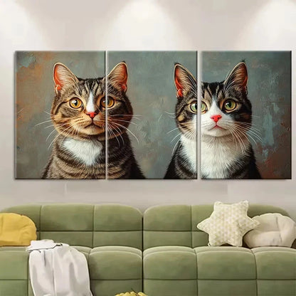 3pcs Aesthetic Cat Designs Wall Art Set Canvas Framed 50x70cm - High Quality Print 100% Australian Made Wall Canvas Ready to Hang